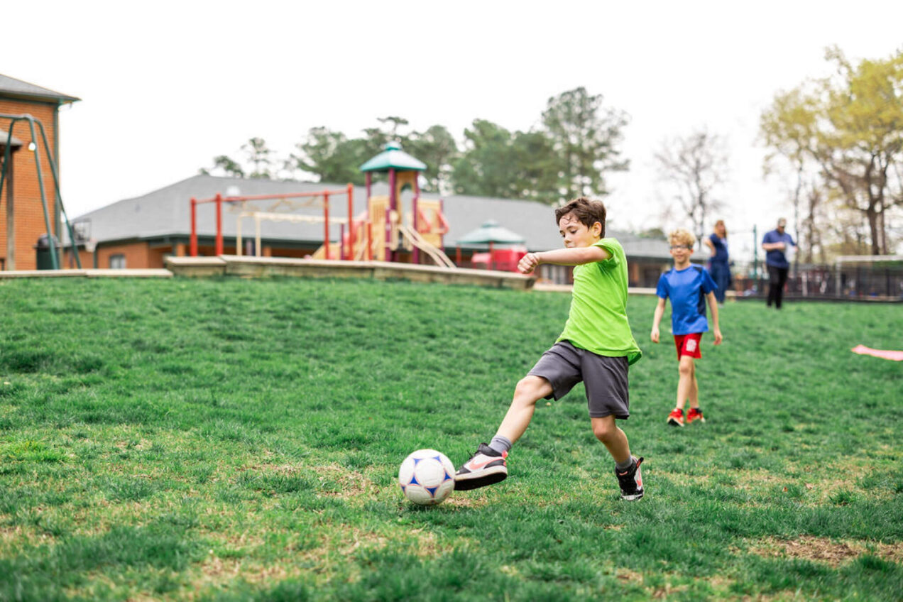 LeafSpring School Students playing soccer